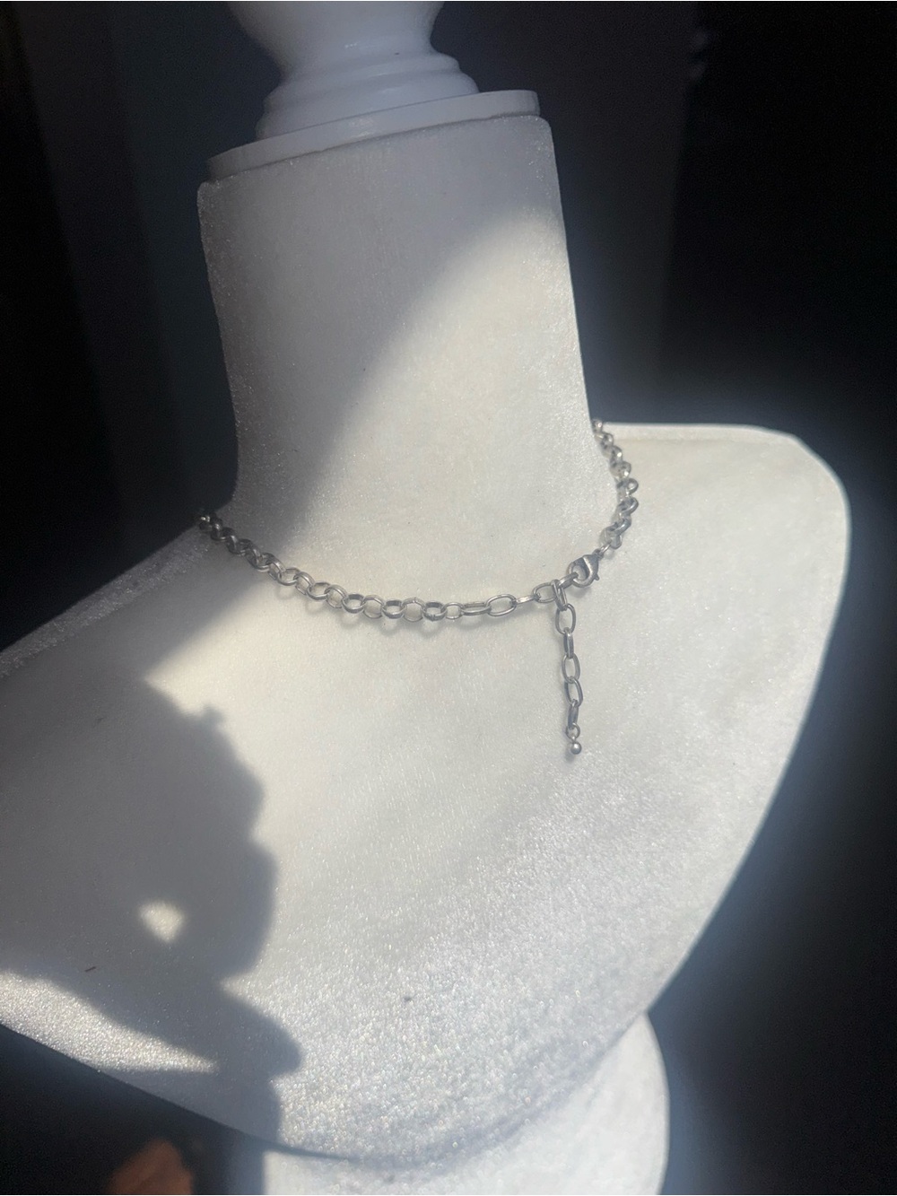 Boho Silver Statement Fringe Necklace with Blue Accents beige choker - Picture 6 of 6